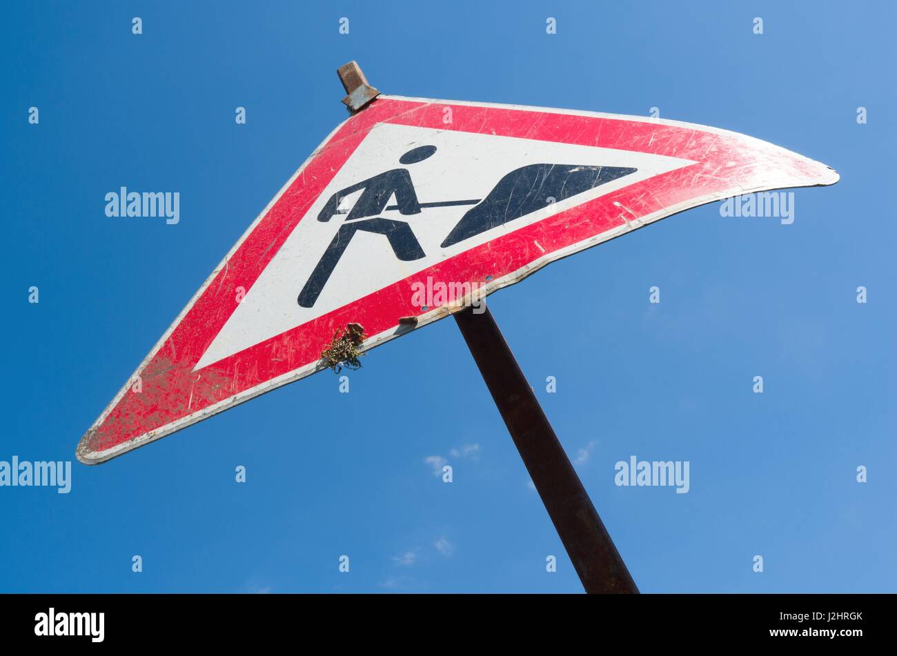 Deutsche Verkehrszeichen: Straßenbauarbeiten Stockfoto