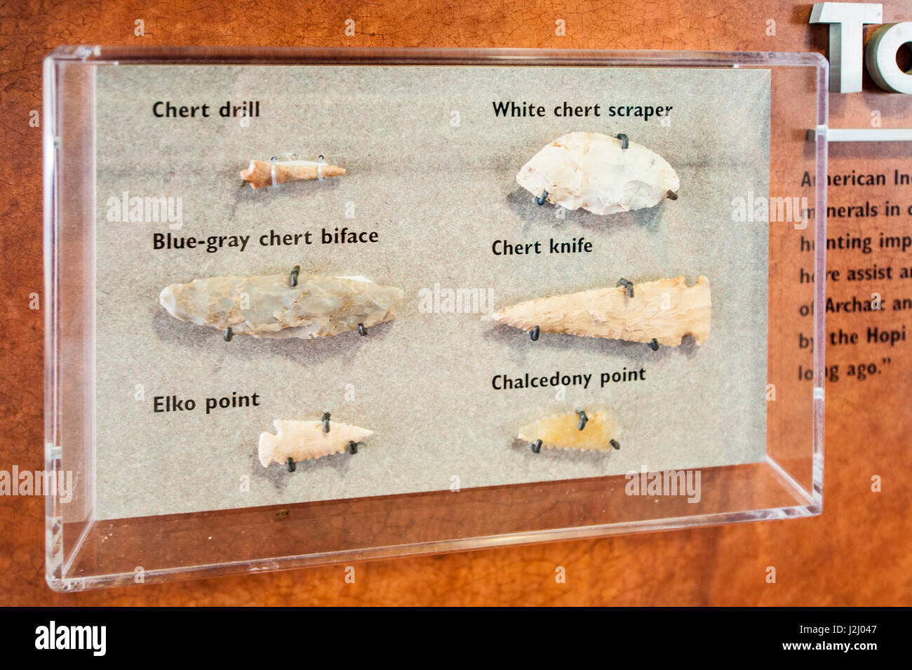 Pfeilspitzen, Human History Museum, Zion Nationalpark, Utah, USA. Stockfoto