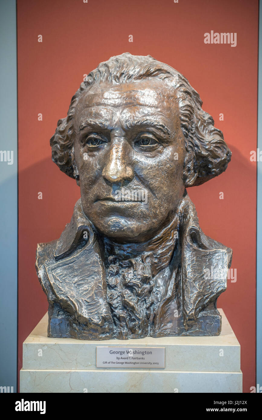 Bronze-Büste von George Washington, Mount Vernon, Virginia, USA Stockfoto