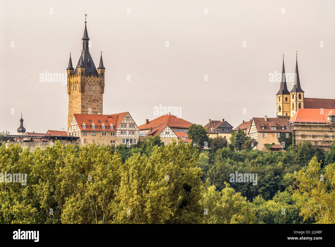 Mittelalterliche Skyline von Bad Wimpfen in Baden-Württemberg, Süddeutschland. Stockfoto