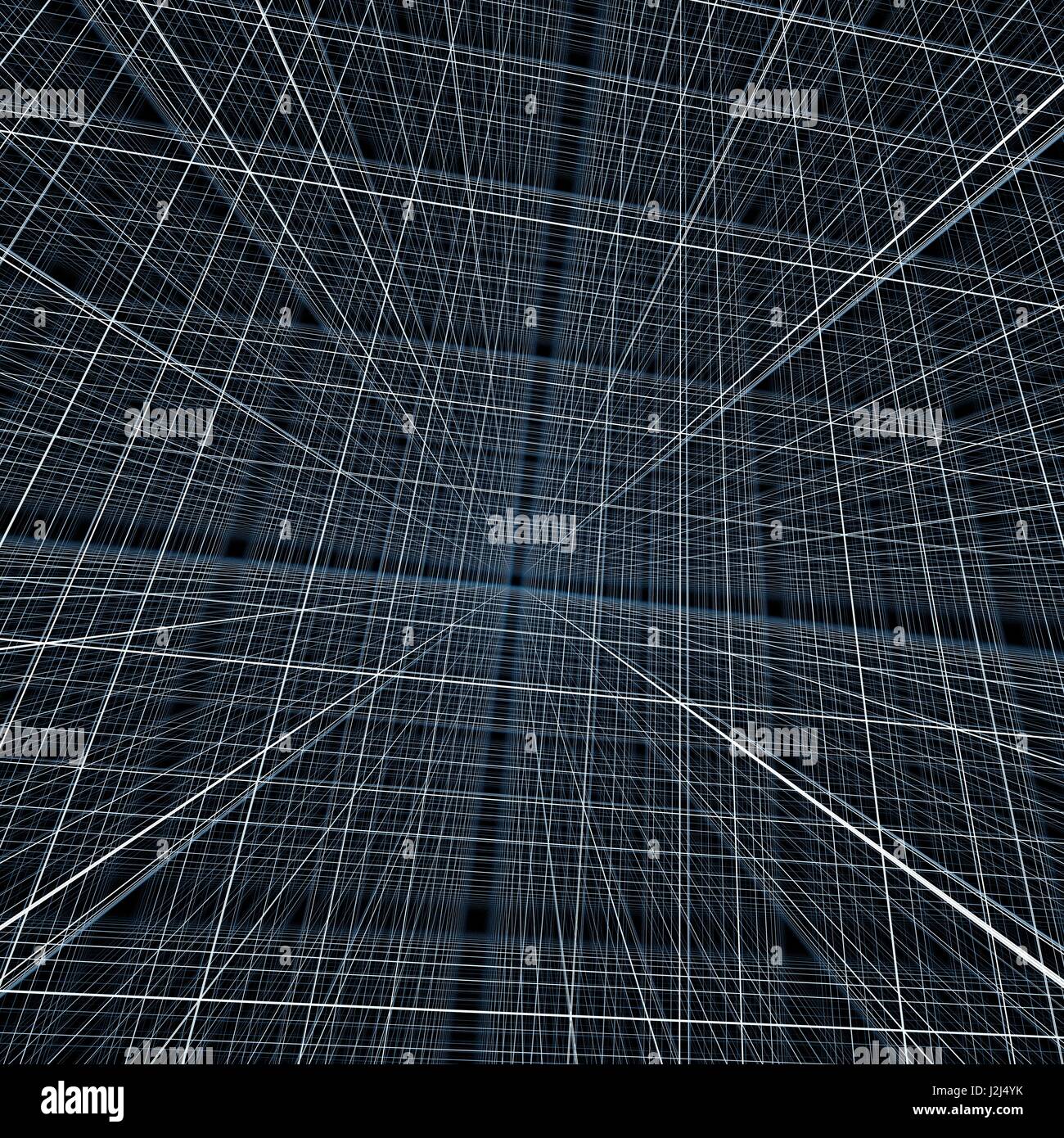 Raster-Matrix 3d Raum bezeichnen, aber evoziert 4D Raum. Computer-Grafik. Stockfoto