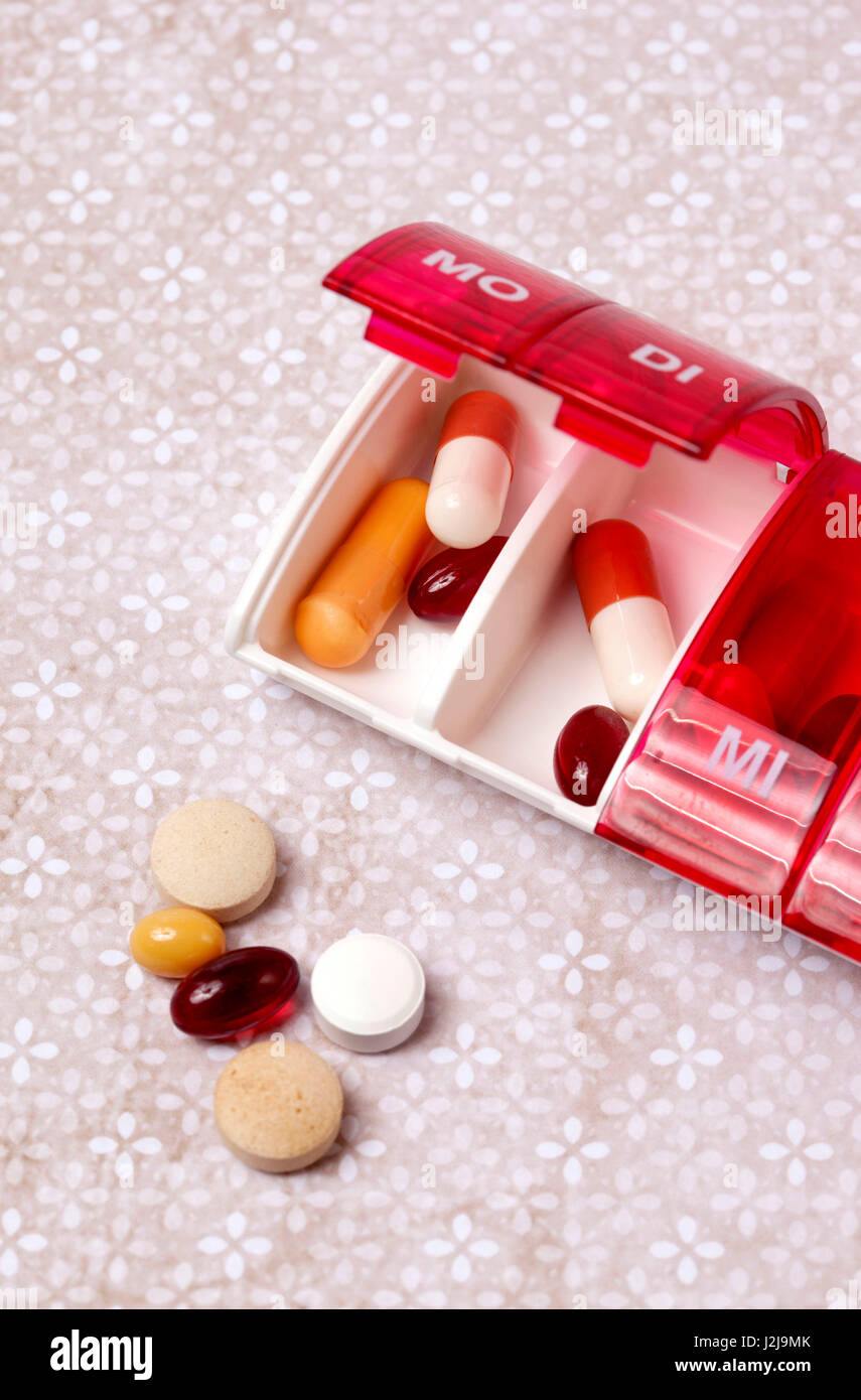 Tabletten, Medizin, Gesundheit, pillbox Stockfoto