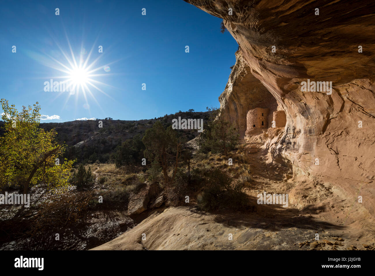 Tower House Ruin, Comb Ridge, Utah. Bären Ohren Nationaldenkmal. Stockfoto