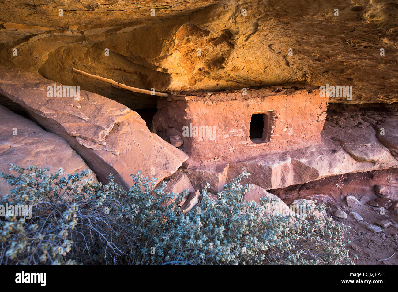 Indischen Ruinen in Slickhorn Canyon, Cedar Mesa Bereich, Utah. Bären Ohren Nationaldenkmal. Stockfoto