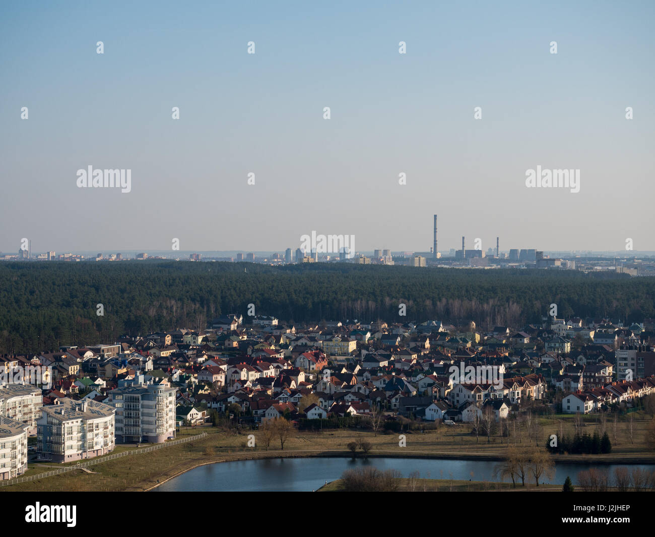 Stadt aus der Vogelperspektive. Minsk, Repablic der Republik Belarus. Stockfoto
