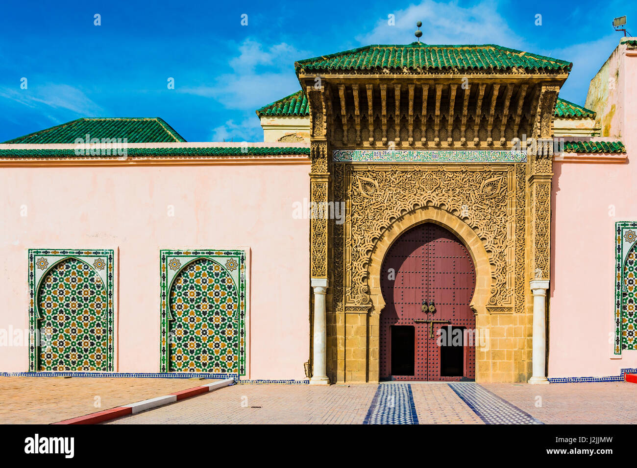 Moulay Ismail Mausoleum. Meknès, Marokko, Nordafrika Stockfoto