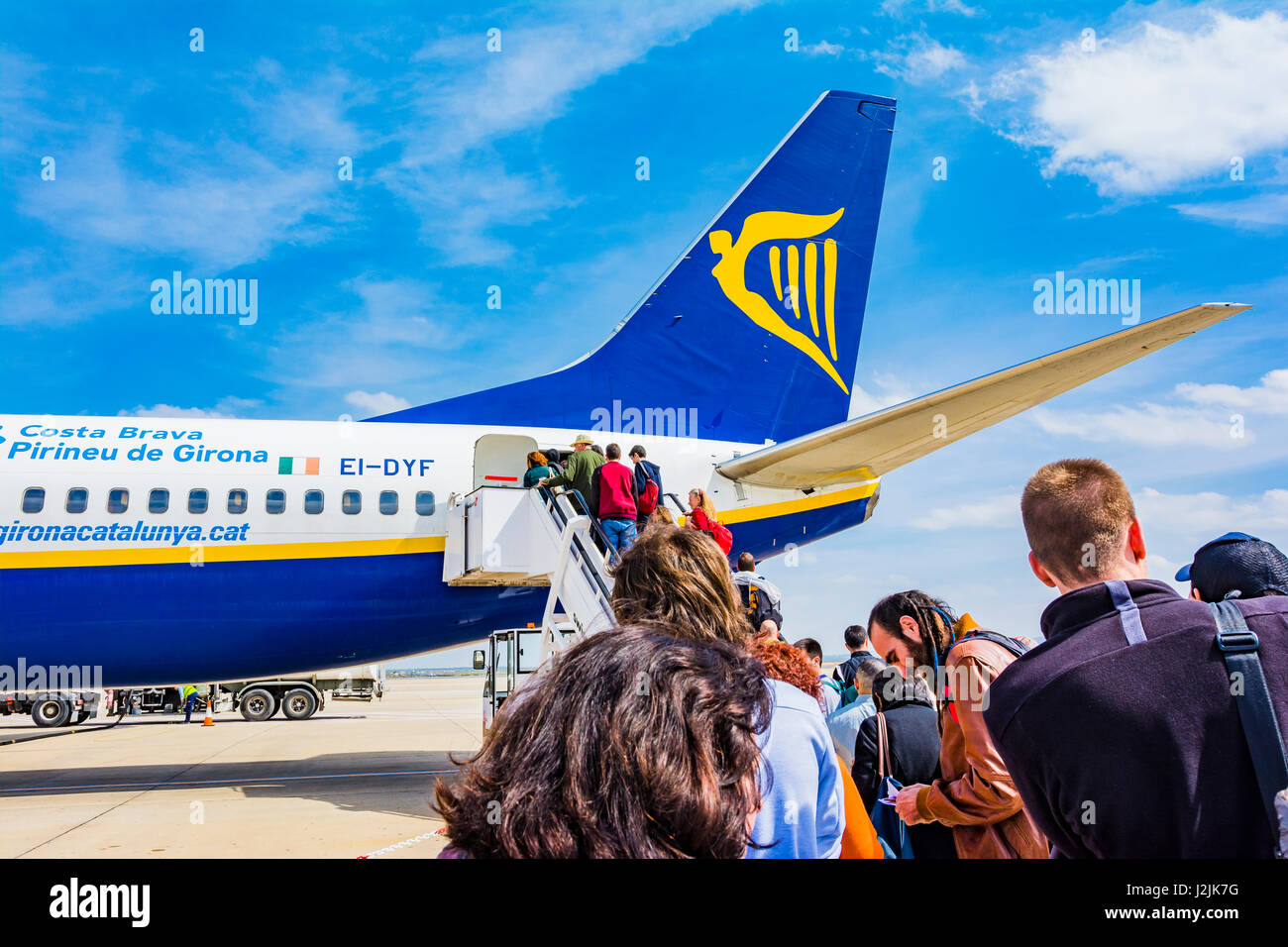 Fez Sais Flughafen. An Bord eines Ryanair-Fluges. Fes, Marokko, Nordafrika Stockfoto