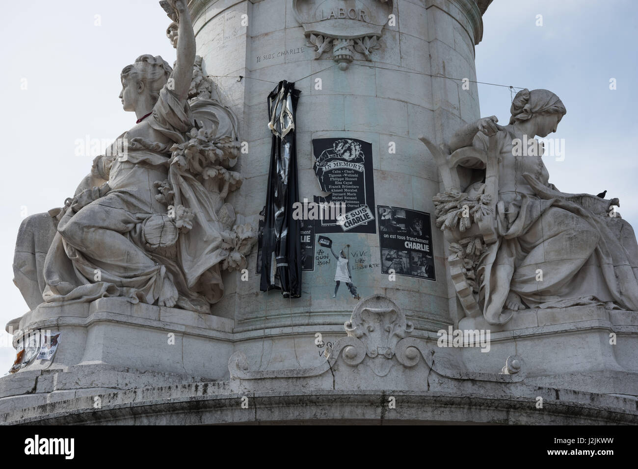 Paris, Place De La République, Je Suis Charlie Stockfoto