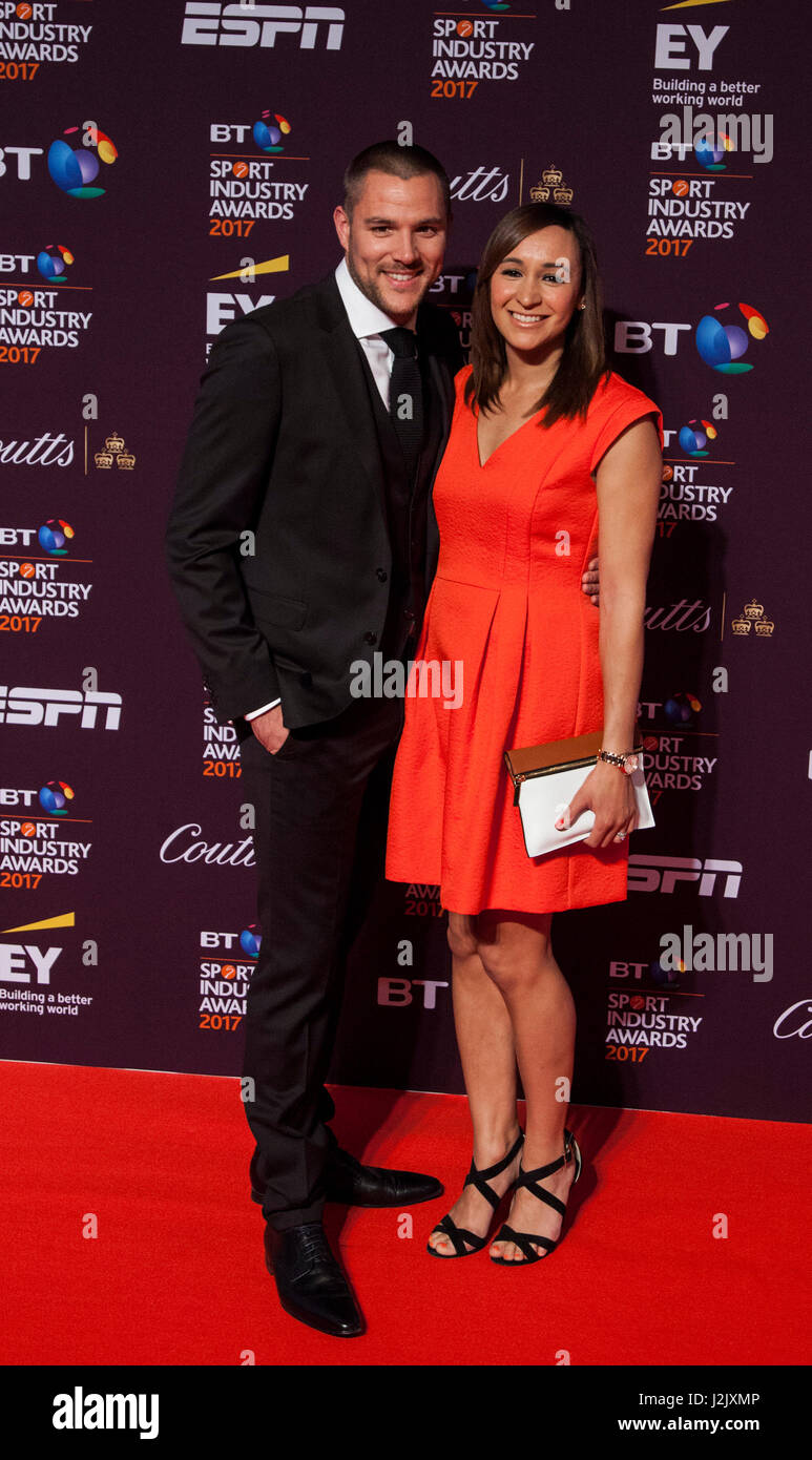 London, UK. 27. April 2017. Andy Hill und Jessica Ennis-Hill besuchen den 16. BT Sport Industry Awards am Battersea Evolution, Battersea Park. © Bettina Strenske/Alamy Live-Nachrichten Stockfoto