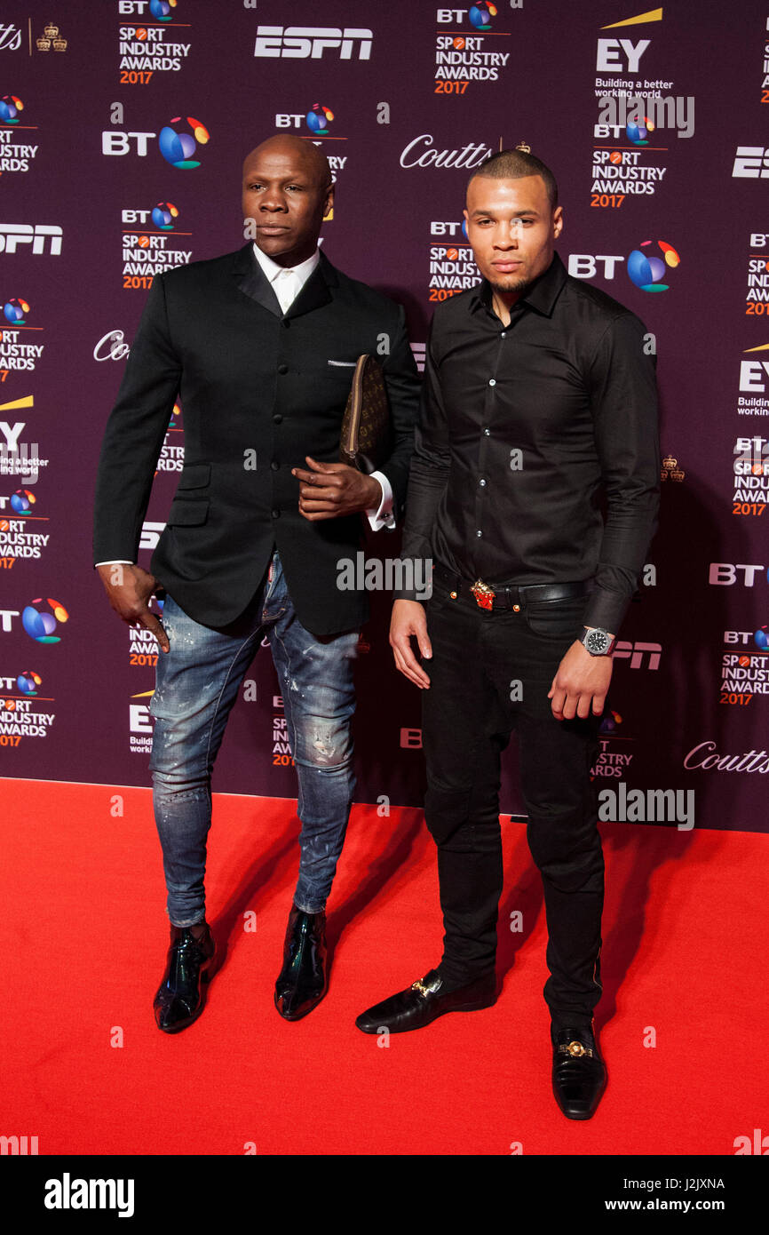 London, UK. 27. April 2017. Chris Eubank Sn und Chris Eubank Jr besuchen den 16. BT Sport Industry Awards am Battersea Evolution, Battersea Park. © Bettina Strenske/Alamy Live-Nachrichten Stockfoto