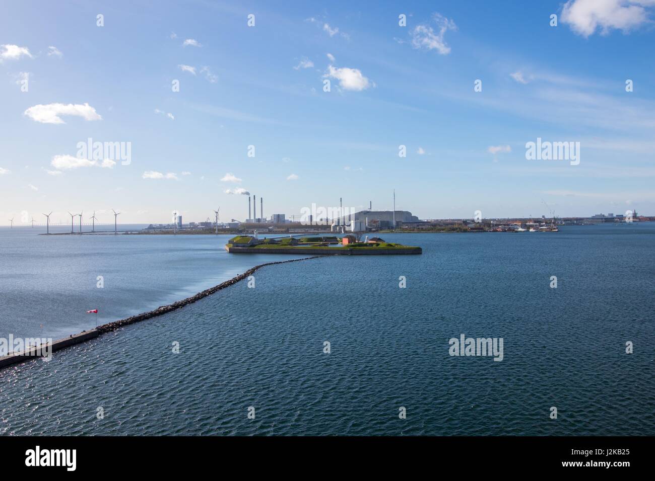 Amager Island und "Trekroner" Festung in Kopenhagen, die Hauptstadt von Dänemark. Weitwinkel. Stockfoto