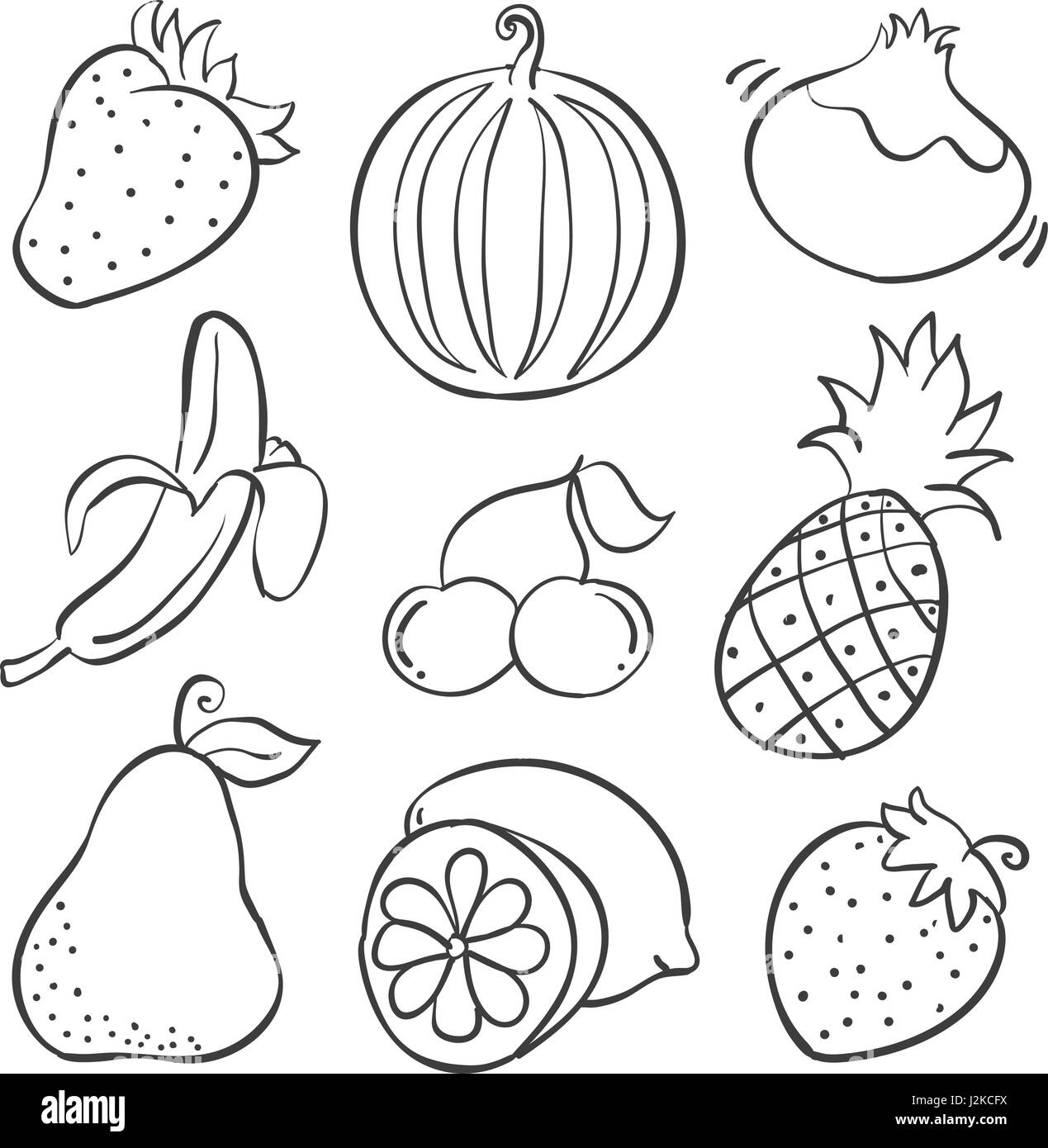 Hand-zeichnen von Obst doodle Stil Stock-Vektorgrafik - Alamy