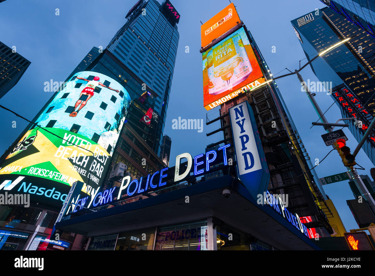 New York Polizei Abteilung Büro Fassade in Times Square, New York Stockfoto