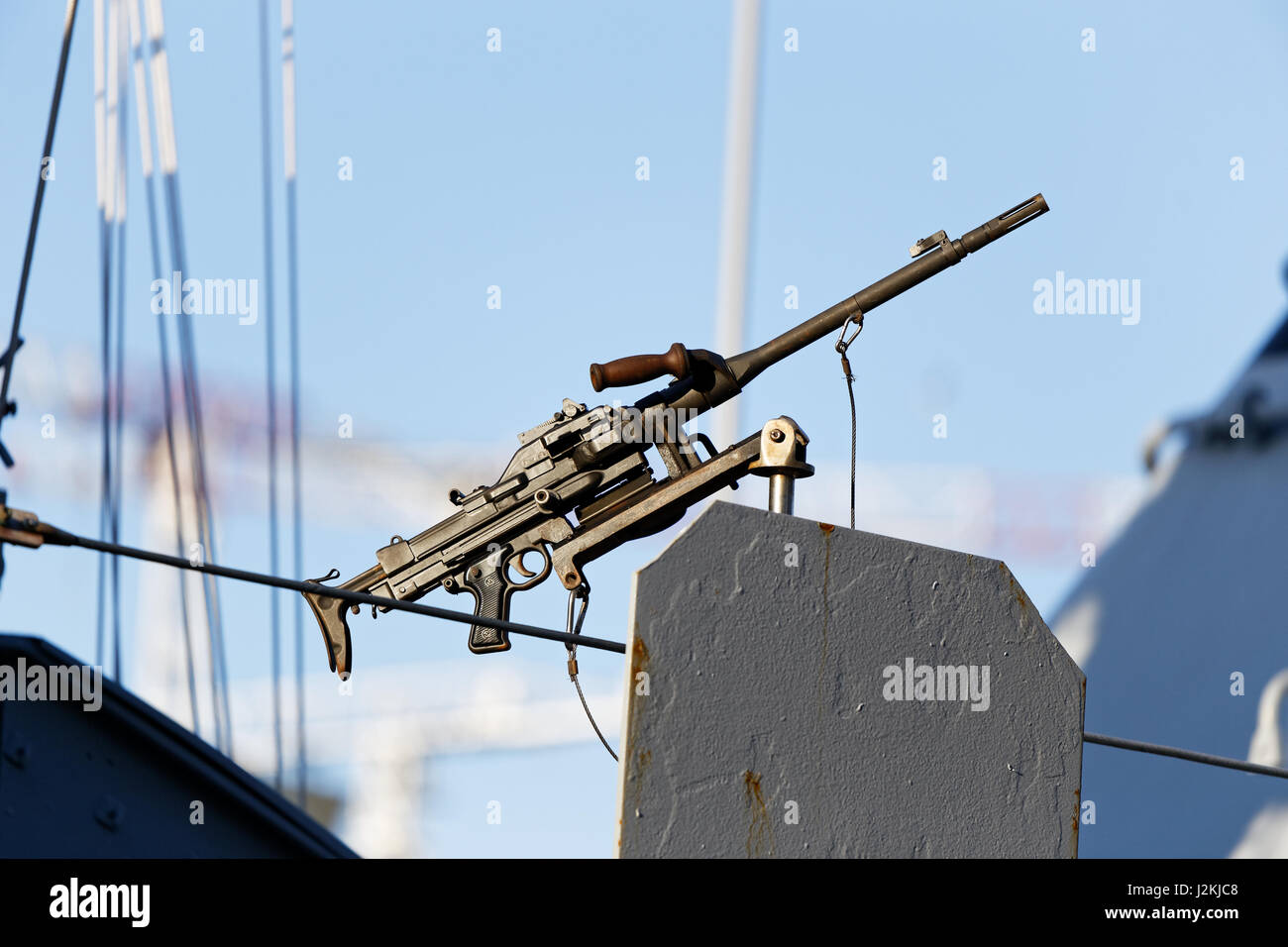 Maschinengewehr auf FS Eridan in Dublin Hafen angedockt Stockfoto