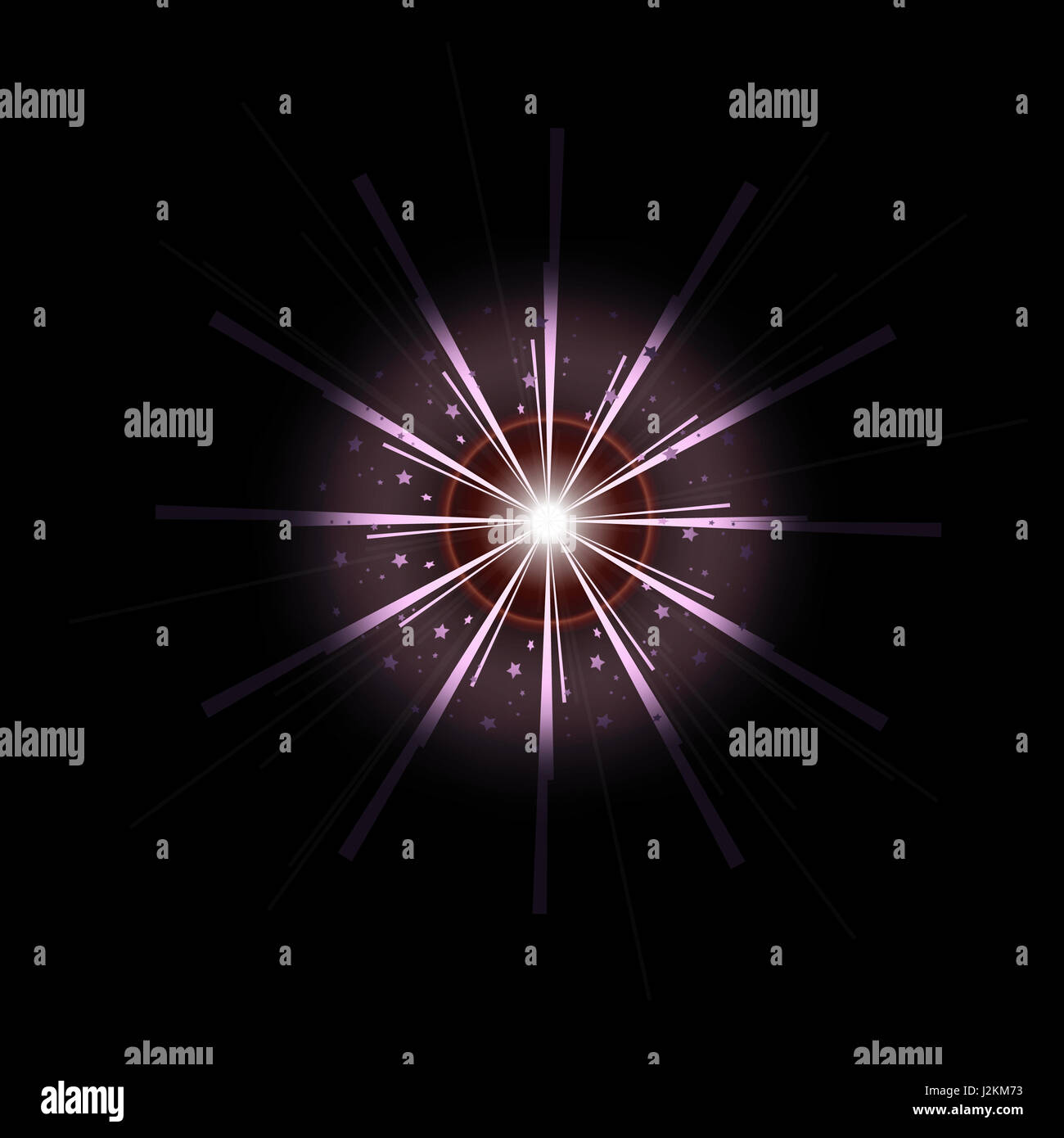 Heller Stern platzen Lichteffekt mit glitzernden, glühende Funken - Nebel Flare und Blendung Stockfoto