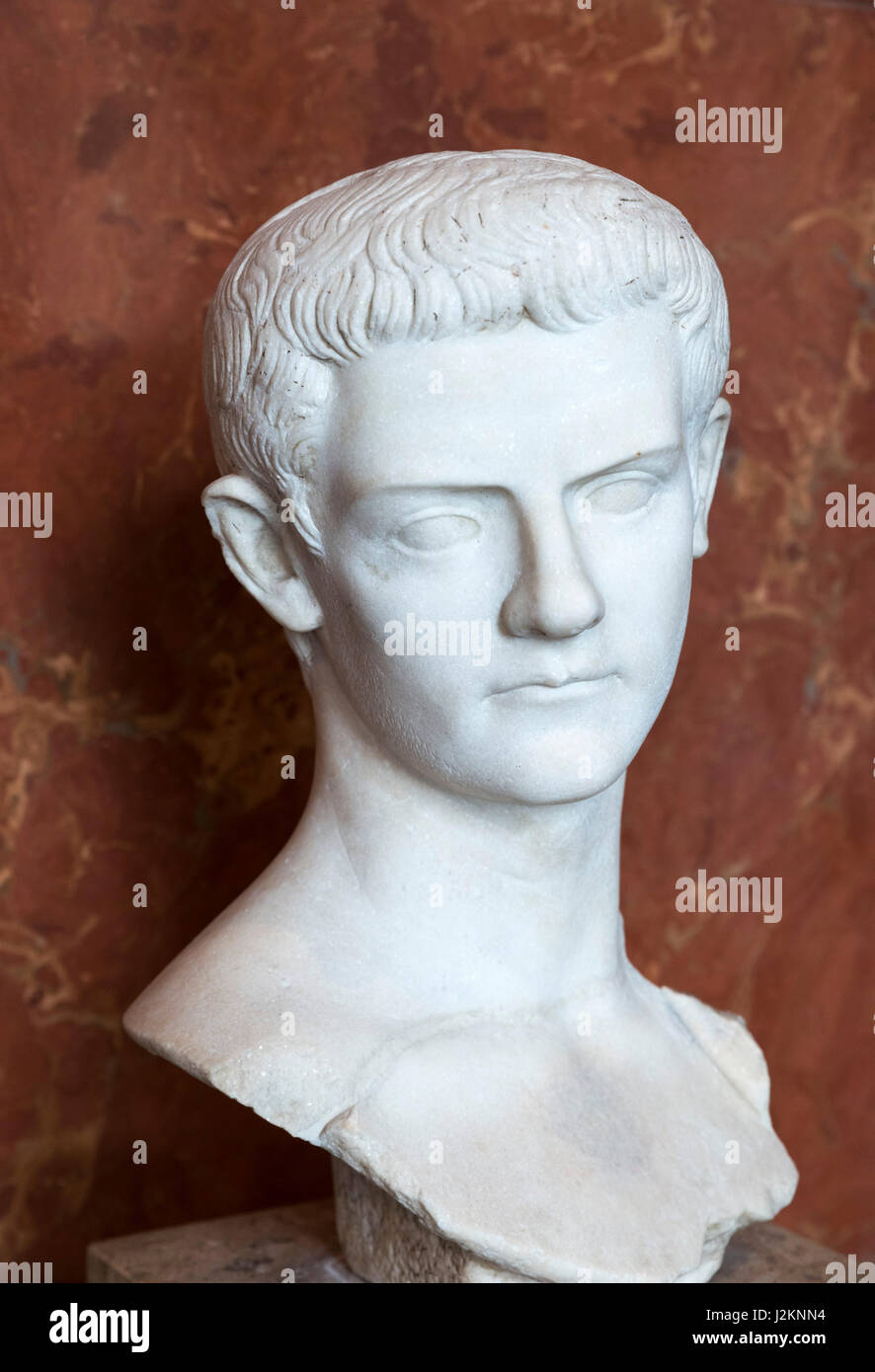 Caligula. Marmorkopf des Kaisers Gaius Julius Caesar Augustus Germanicus (AD 12-AD-41), c.39-40 n. Chr. Stockfoto