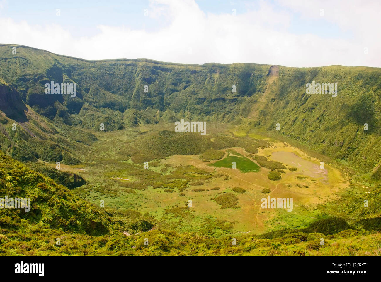 Blick ins Vulkankrater, Calderia Faial, Insel Faial, Azoren Stockfoto