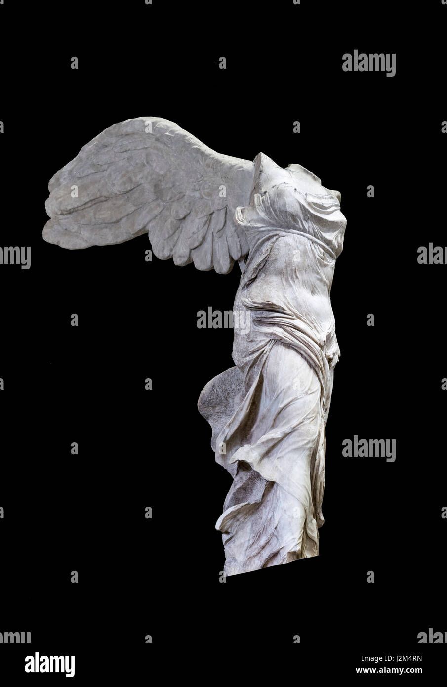 Der geflügelte Sieg von Samothraki oder die geflügelte Nike, Louvre-Museum, Paris, Frankreich. Die Skulptur der griechischen Siegesgöttin Nike, stammt aus dem 2. Jahrhundert v. Chr. Stockfoto