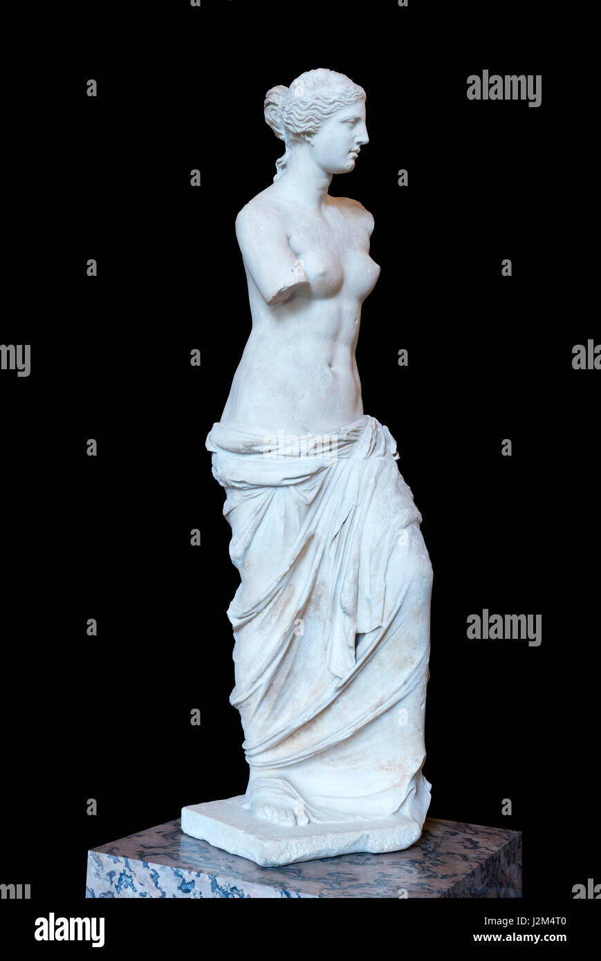 Venus de Milo (Aphrodite von Milos), eine antike griechische Statue, vermutlich von Alexandros von Antiochien, aus der Zeit um 130-100 v. Chr.. Es zeigt Aphrodite, der griechischen Göttin der Liebe und Schönheit. Stockfoto Venus de Milo (Aphrodite von Milos), eine antike griechische Statue, vermutlich von Alexandros von Antiochien, aus der Zeit um 130-100 v. Chr.. Es zeigt Aphrodite, der griechischen Göttin der Liebe und Schönheit. Stockfoto