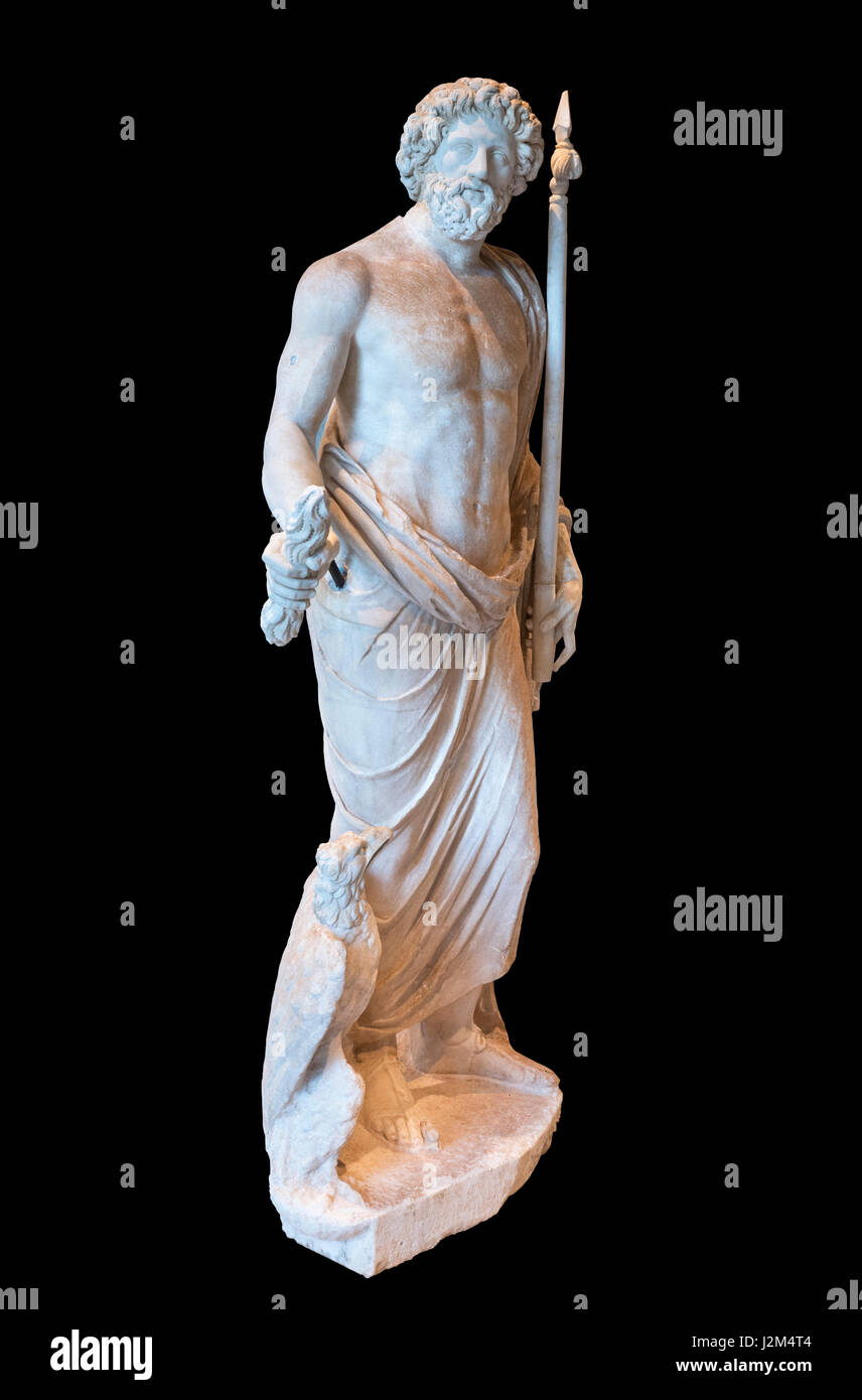 Zeus. Statue des griechischen Gottes aus der Zeit um das 2. Jahrhundert n. Chr.. Stockfoto