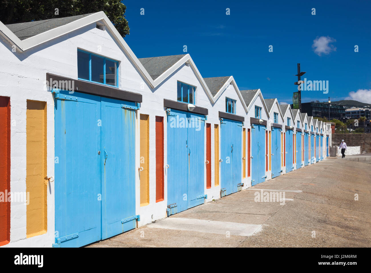 Neuseeland, Nordinsel, Wellington, Oriental Parade, Bootshäuser Stockfoto