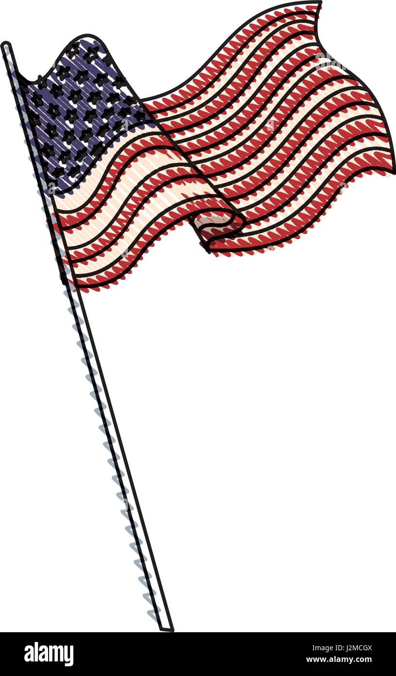 Zeichnen von Vereinigte Staaten von Amerika-Flagge mit Pol  Stock-Vektorgrafik - Alamy