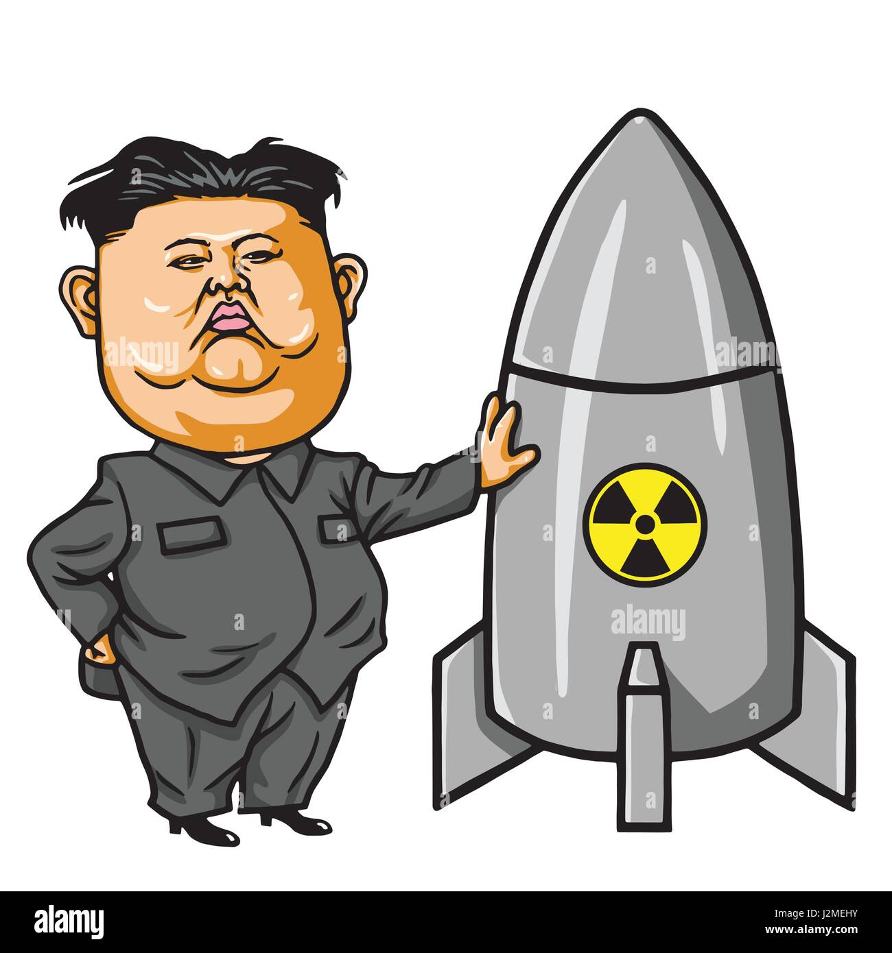 Joung Kim un mit Atomrakete Cartoon-Vektor-Illustration. 27. April 2017 Stock Vektor