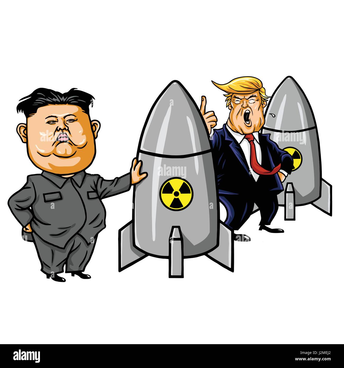 Kim Jong-un gegen Donald Trump. Cartoon-Vektor-Illustration. 27. April 2017 Stock Vektor
