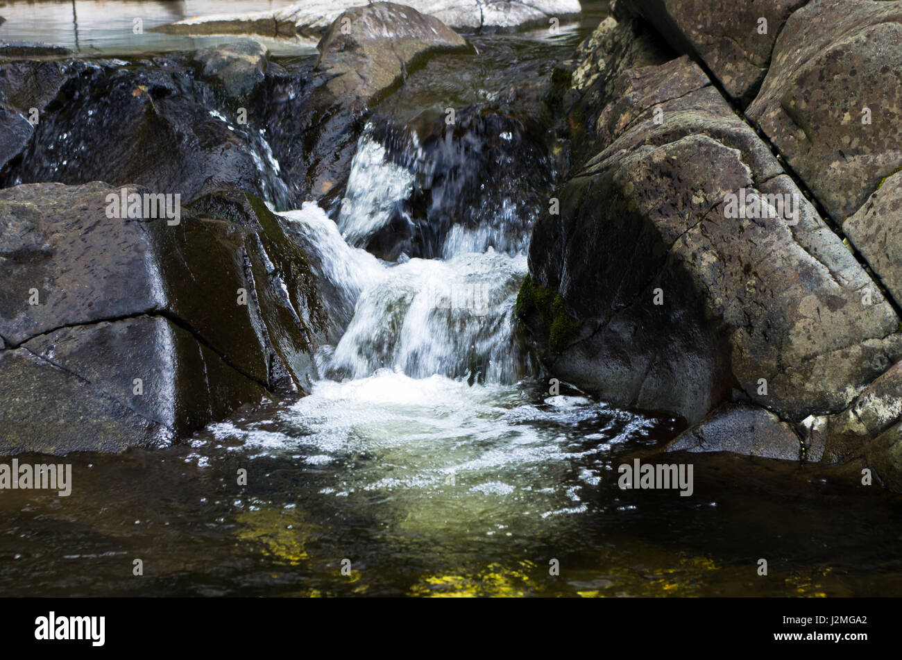 Detail der Felsen im Wasser in Black River Gorge, West-Serbien Stockfoto