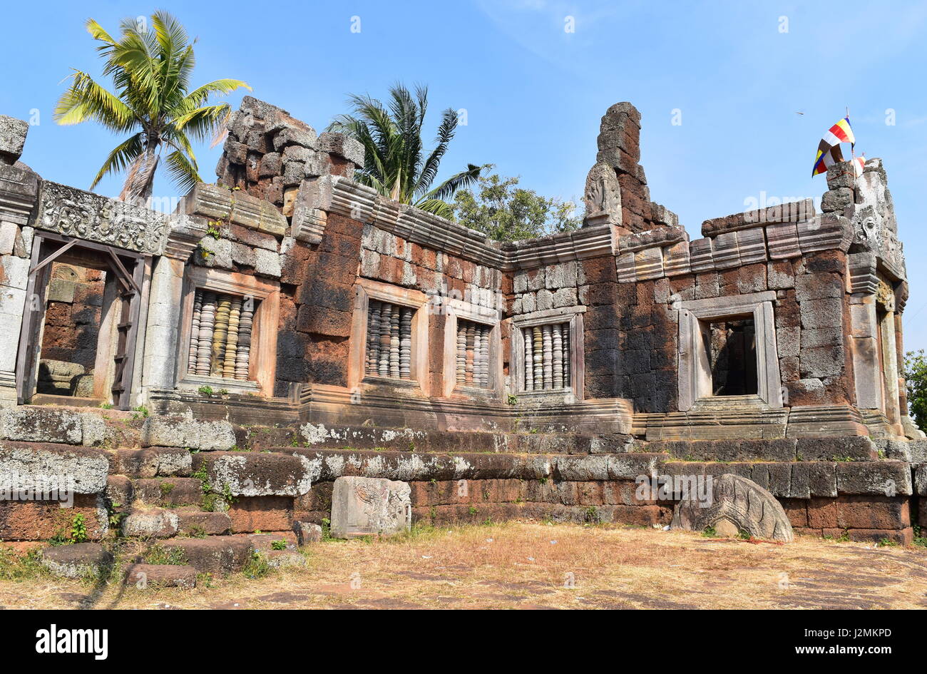 Antike 11. Jahrhundert Hindu Stone Temple Ruinen in Phnom Chisor, Takeo, Kambodscha Stockfoto