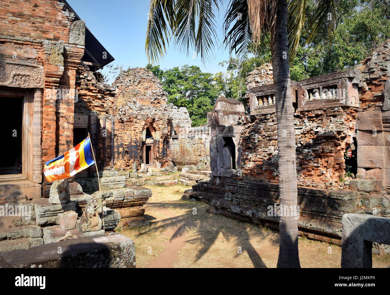 Ruinen des 11. Jahrhundert Hindu-Tempel in Phnom Chisor, Takeo, Kambodscha Stockfoto