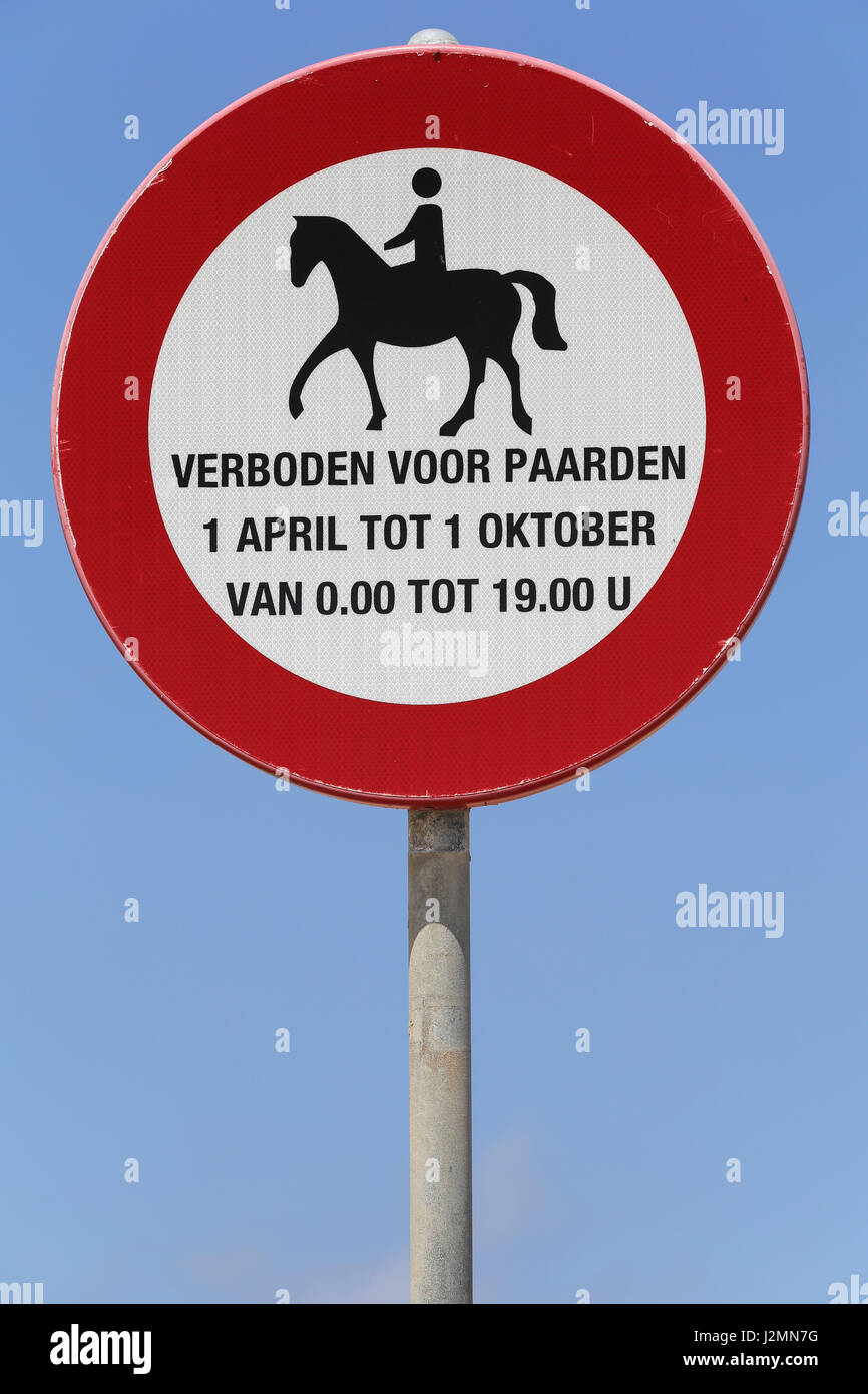 Niederländische Verkehrszeichen: nur begrenzten Zugang für Reiter Stockfoto