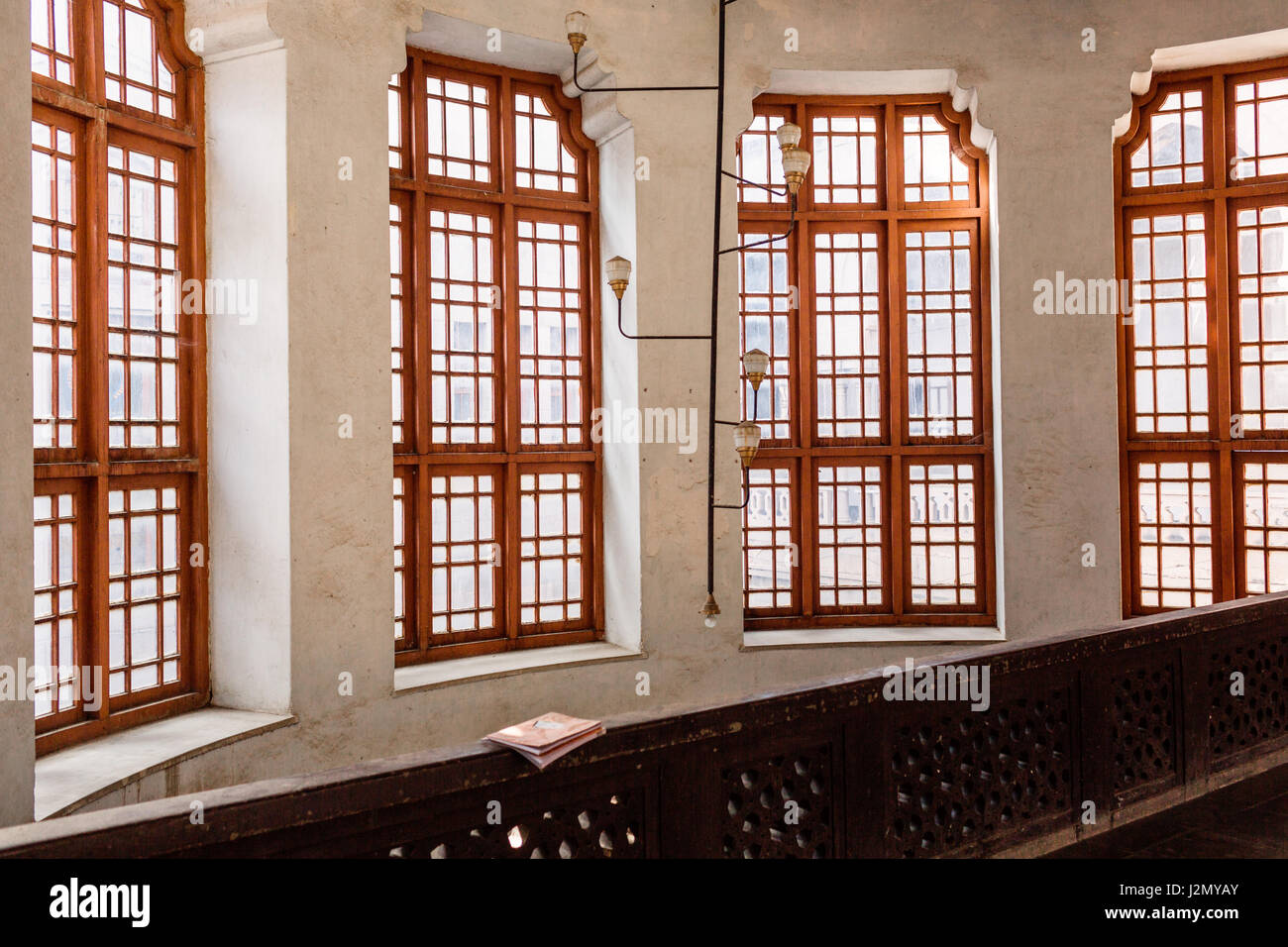 Die großen Erkerfenster mit Glas Stockfoto