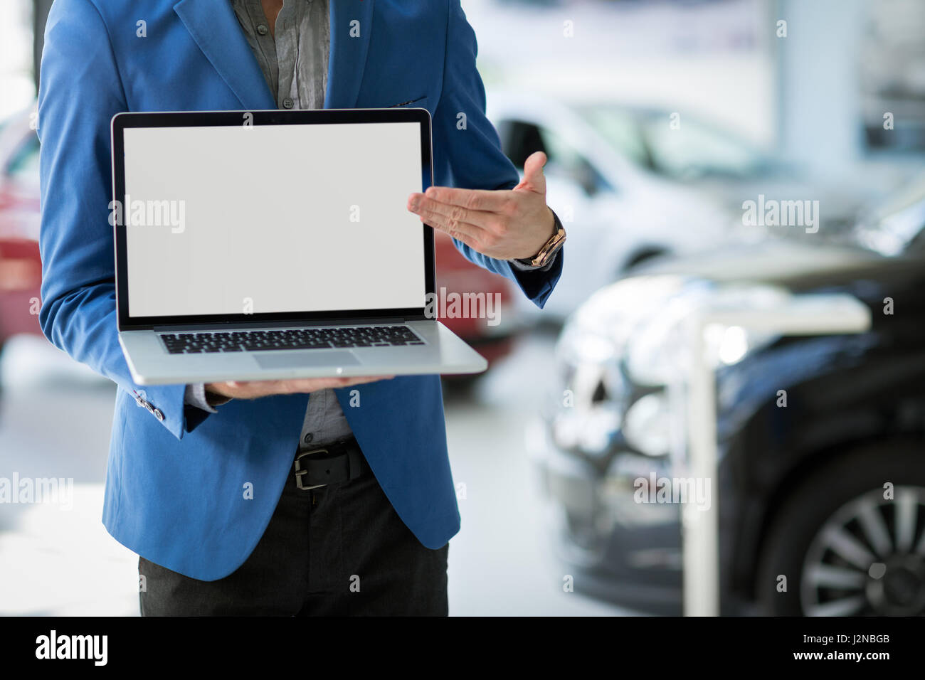 Händler Auto zeigt das beste Angebot in leeren Bildschirm zeigt Stockfoto