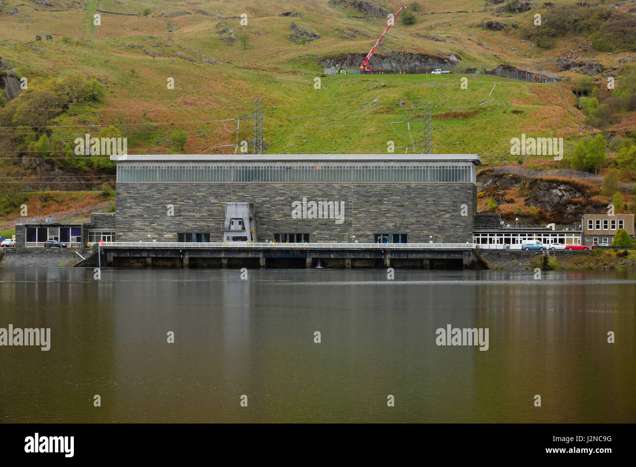 Wieder Power Station und Tan y Grisiau Reservoir ein Pumpspeicherkraftwerk Wasserkraft Stockfoto