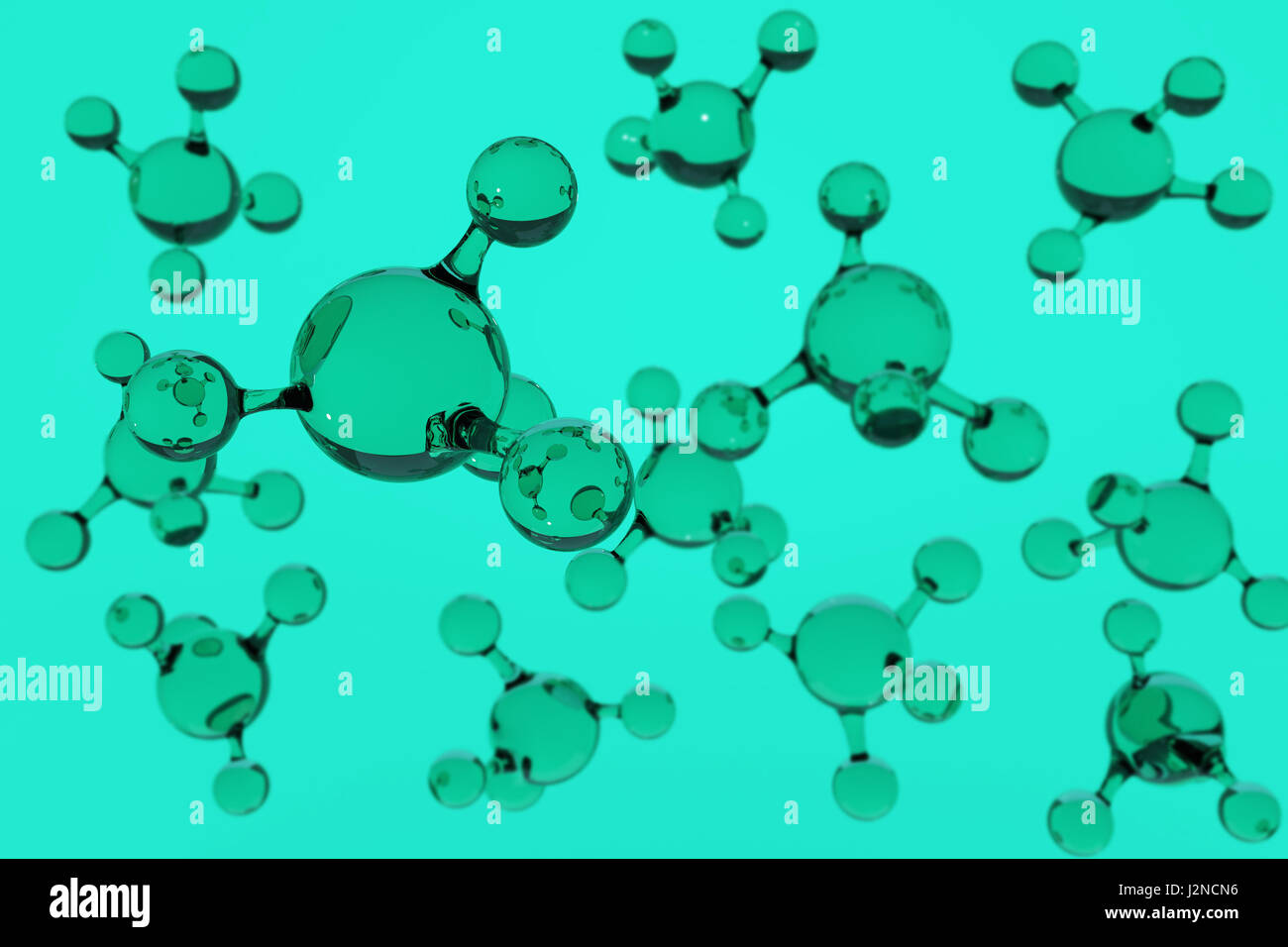 Grün-Molekül Structre Wissenschaft in 3D-Rendering Stockfoto