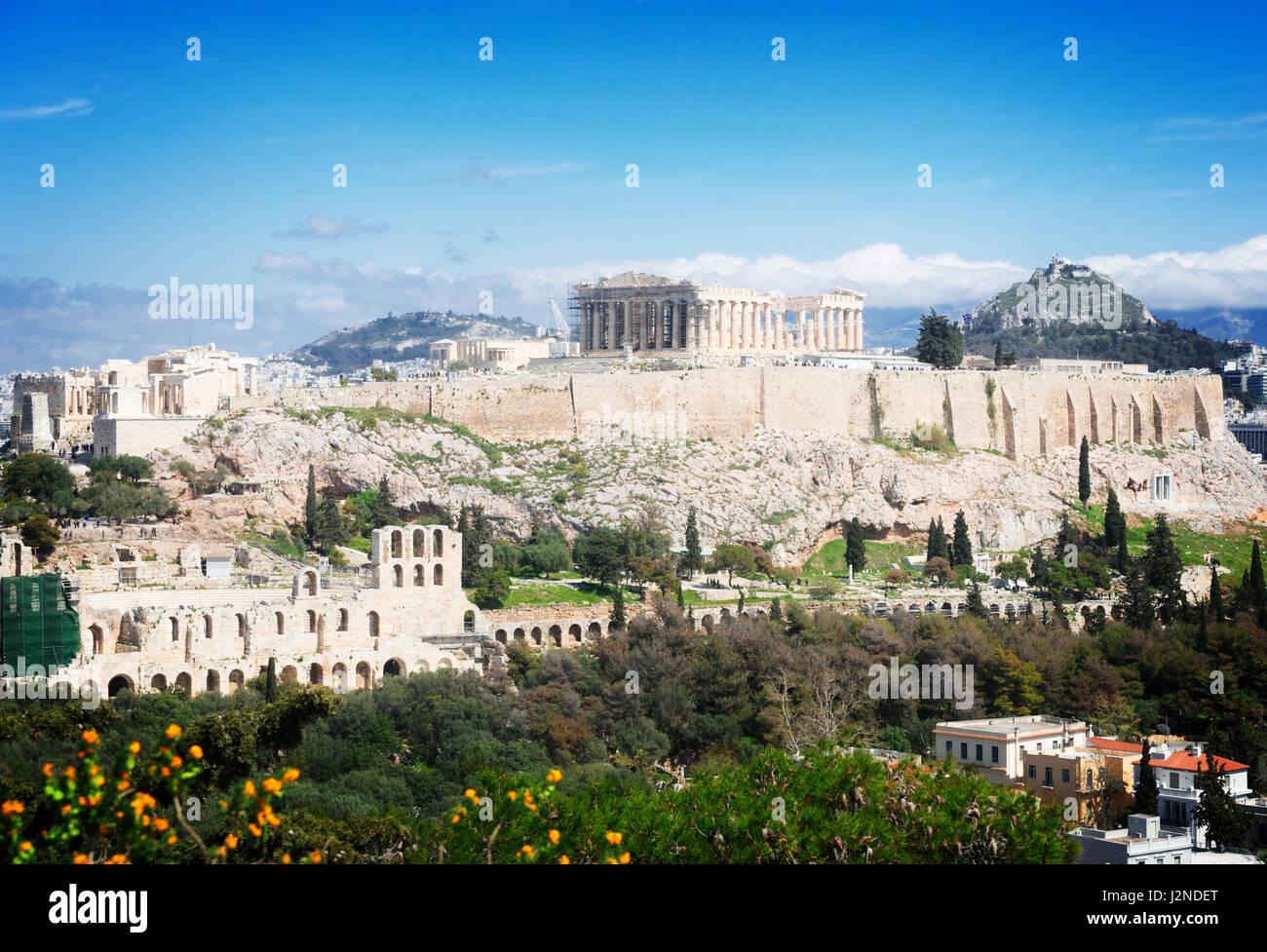 Berühmte Skyline von Athen, Griechenland Stockfoto