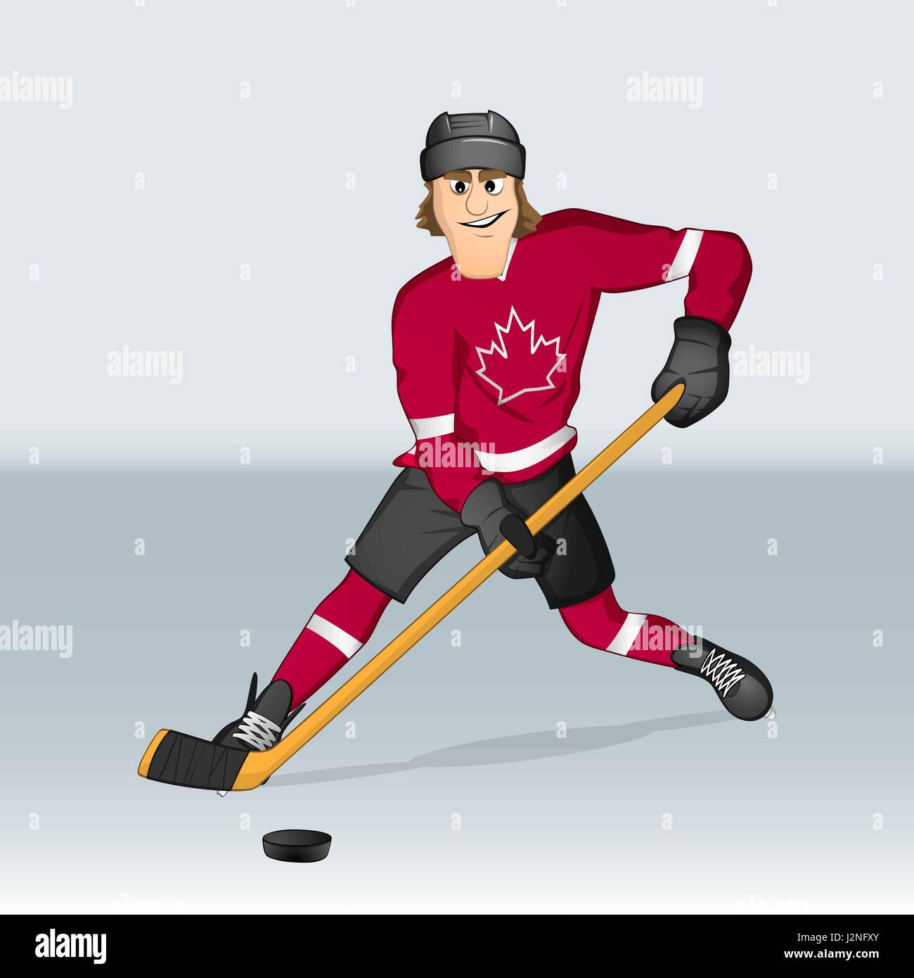 Im Cartoon-Stil gezeichnet kanadischer Eishockeyspieler und-Trainer Stock Vektor