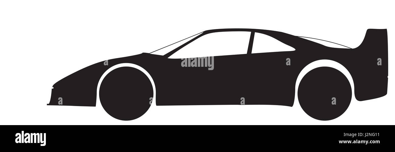 Eine Leistung Auto Silhouette isoliert auf weißem Hintergrund Stockfoto