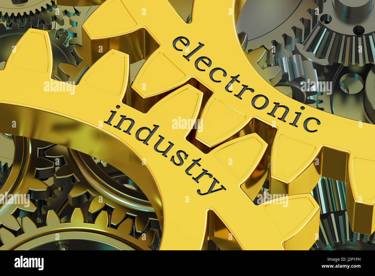 Elektronische Industrie-Konzept auf die Zahnräder, 3D rendering Stockfoto