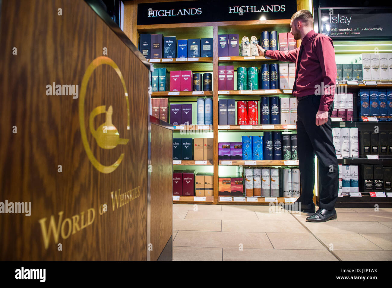 Old Pulteney, Flughafen Glasgow, World of Whiskies Stockfoto