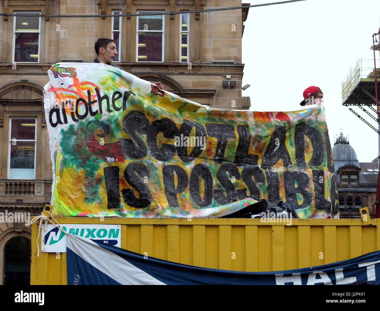 SNP Scottish National Party ja Abstimmung Austritt Unabhängigkeit Wahl Ja Stimmen Rallye Stockfoto