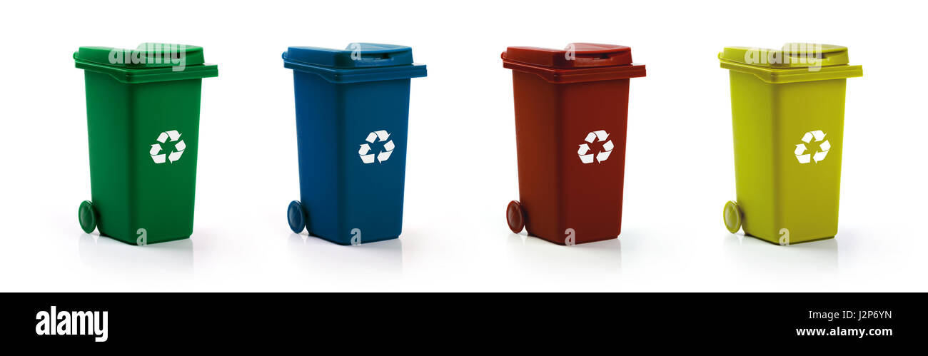 recycling-Müll - Recycling Behälter isoliert auf weißem Hintergrund Stockfoto