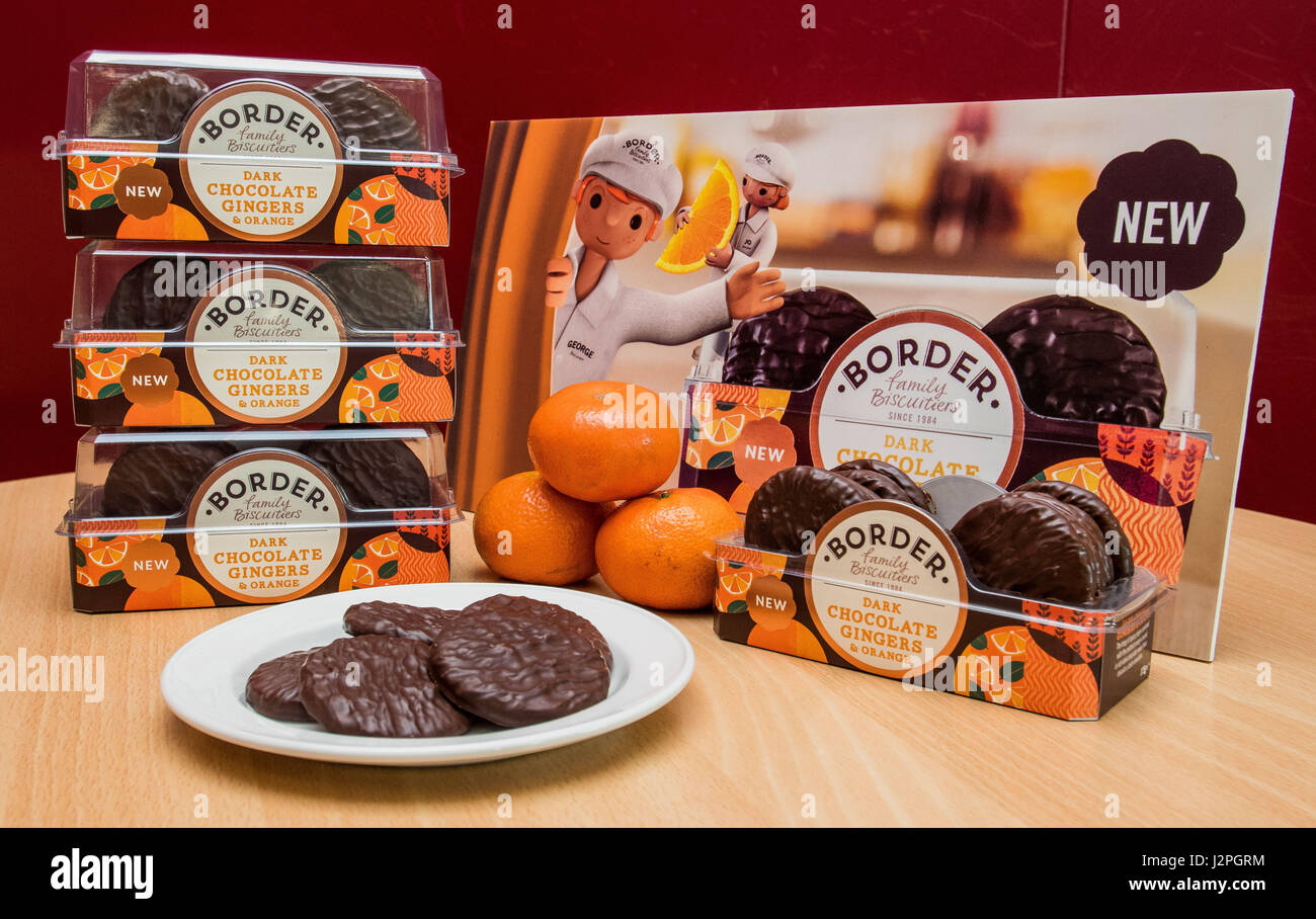 Border Biscuit stellt eine neue Reihe von Dark Chocolate Gingers and Orange vor, Stacey Byrne National Account Executi Stockfoto