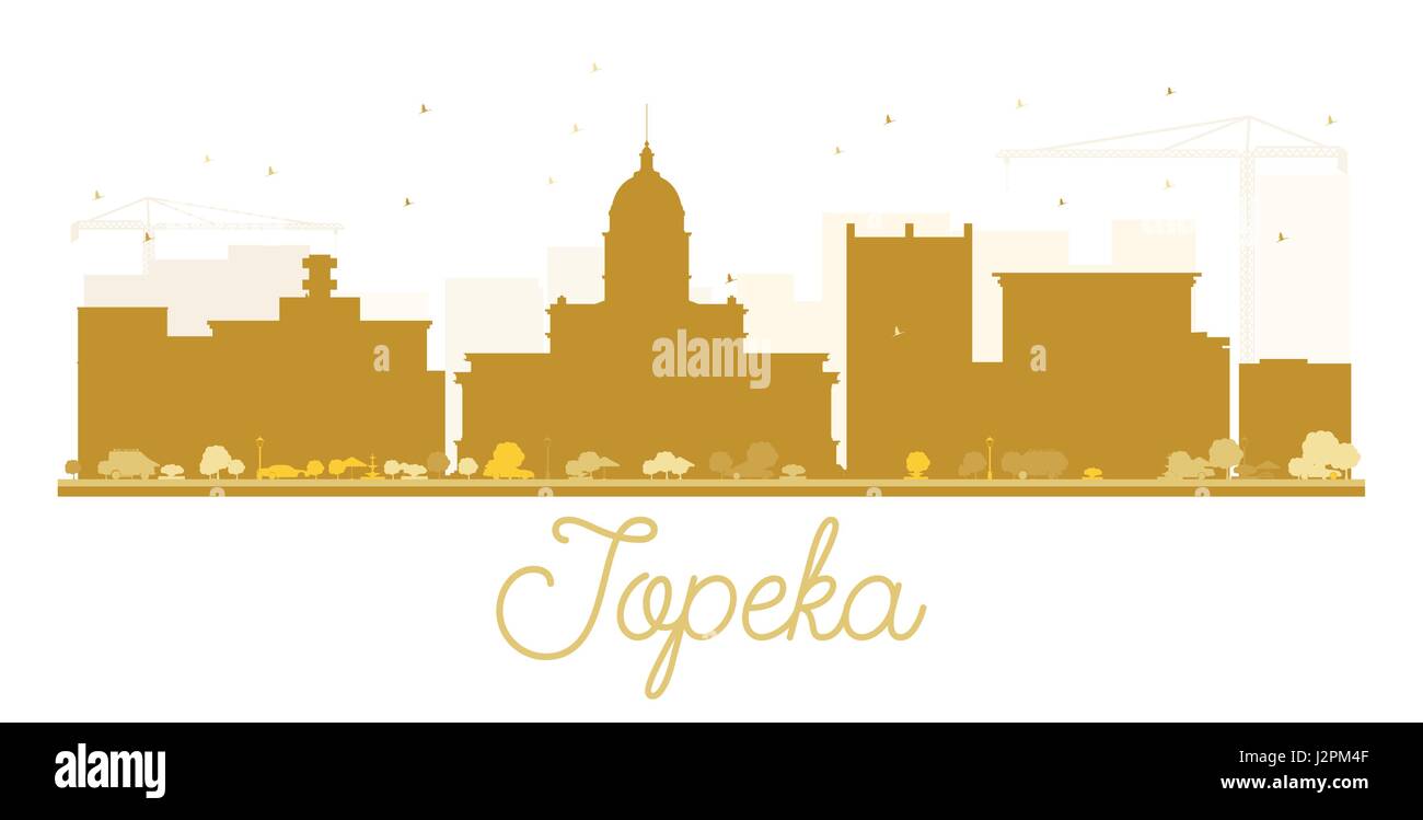 Topeka City Skyline golden Silhouette. einfache flache Konzept für Tourismus Präsentation, Banner, Plakat oder Website. Business Travel Concept. Stock Vektor