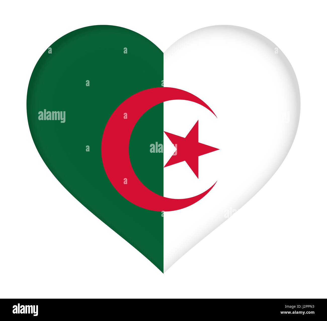 Abbildung der Flagge von Algerien, die wie ein Herz geformt. Stockfoto