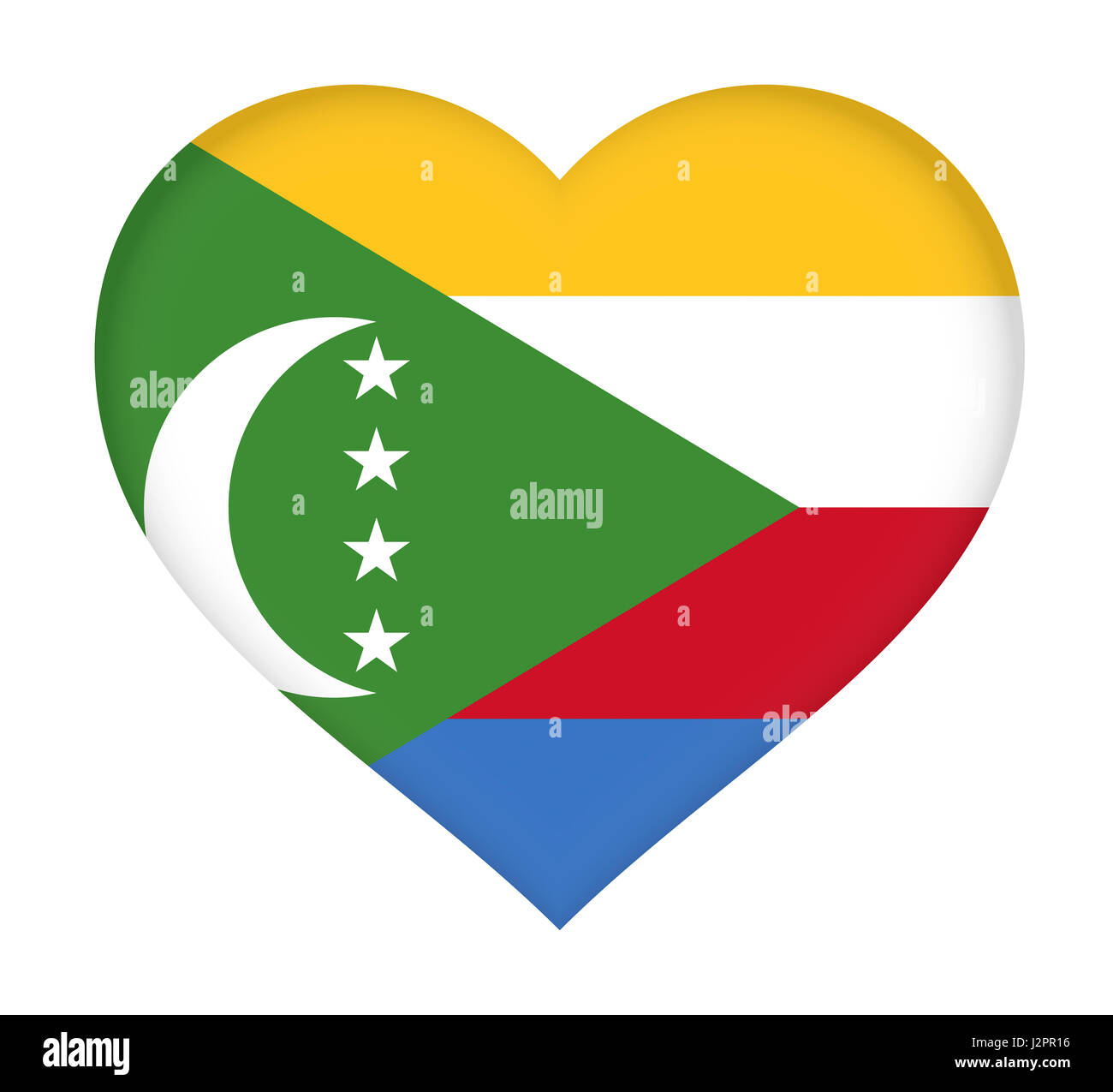 Abbildung der Flagge der Komoren, die wie ein Herz geformt. Stockfoto