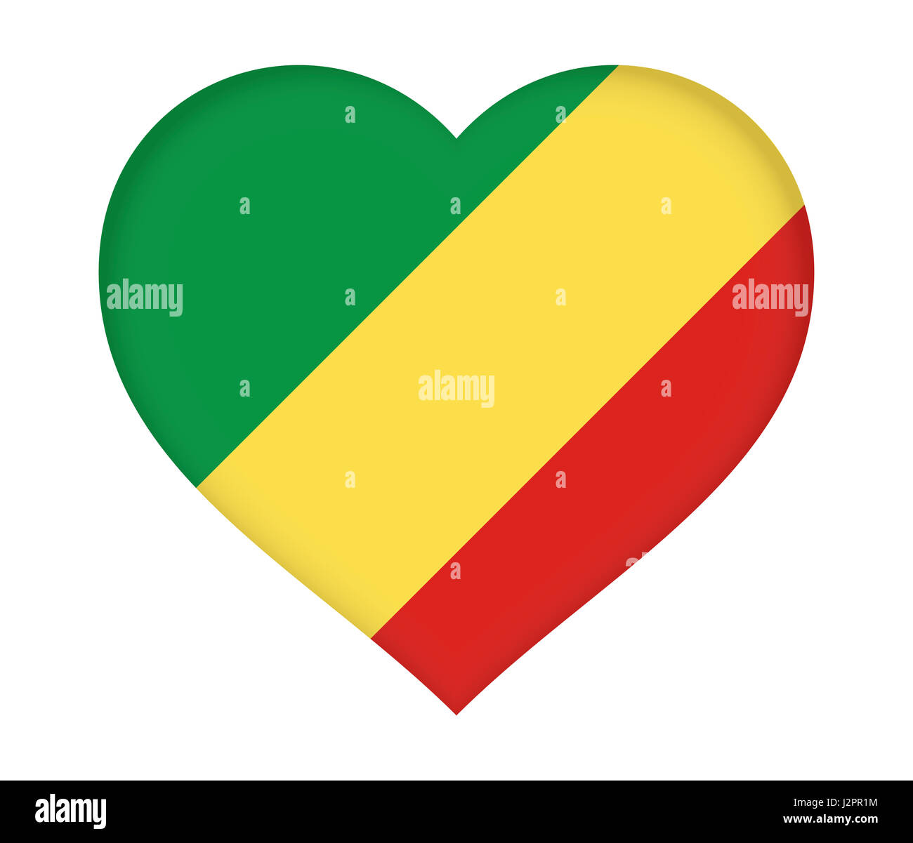 Abbildung der Flagge der Republik Kongo wie ein Herz geformt. Stockfoto