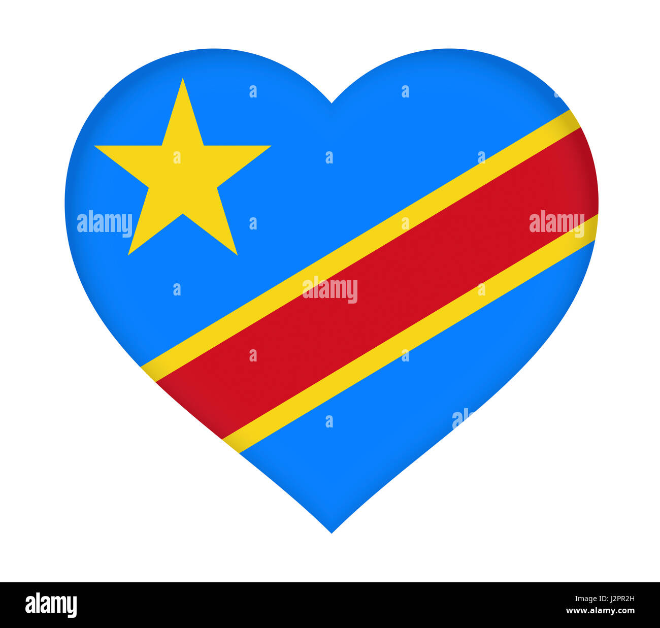 Abbildung der Flagge der Demokratischen Republik Kongo wie ein Herz geformt. Stockfoto