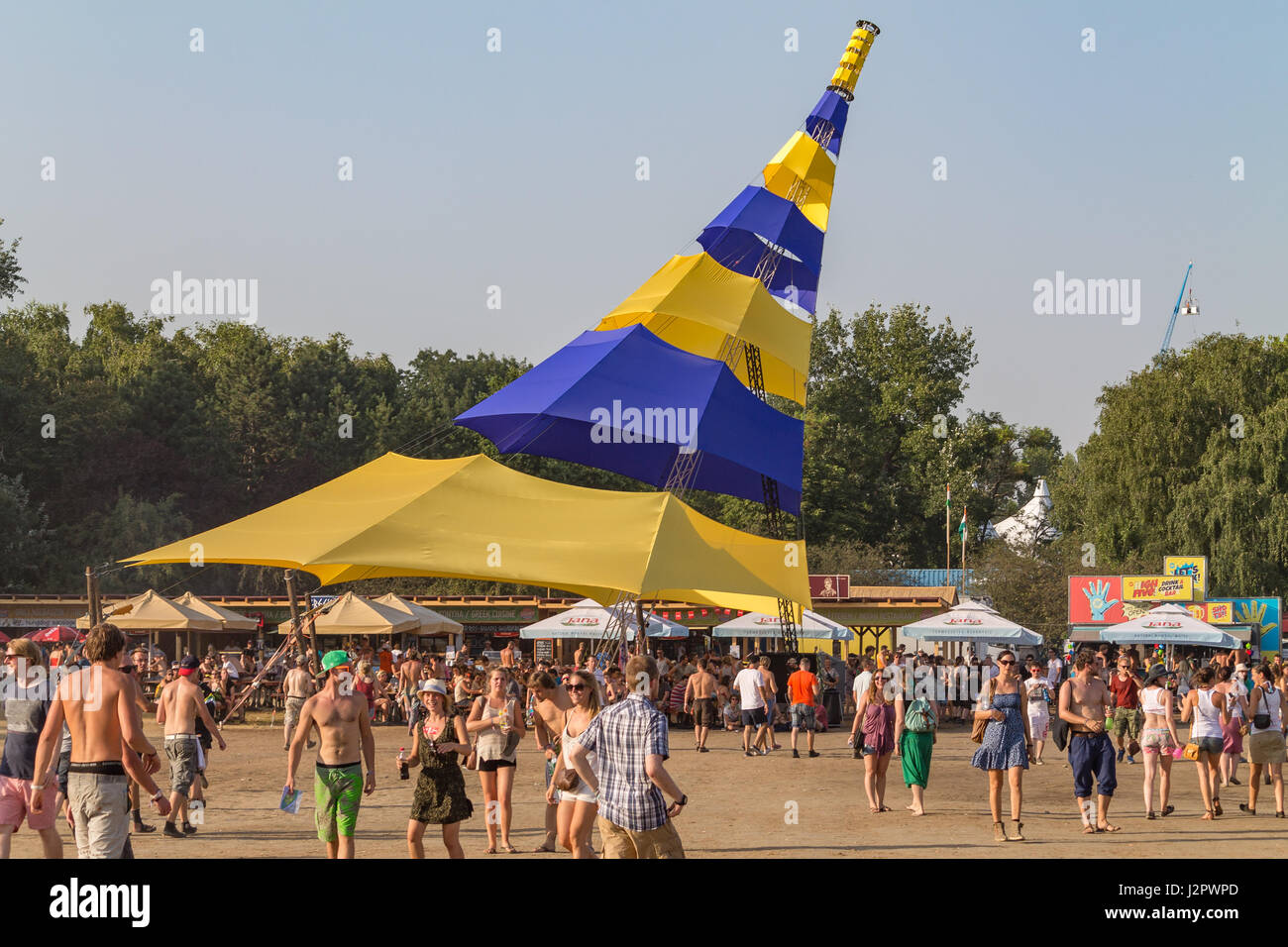 Menschen auf dem Sziget Festival in Budapest, Ungarn Stockfoto